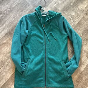 Columbia Size Med Womens Teal Full Zip Pocket Fleece Golf Athletic Jacket
